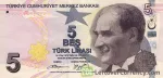 banknote 5 لیر ترکیه
